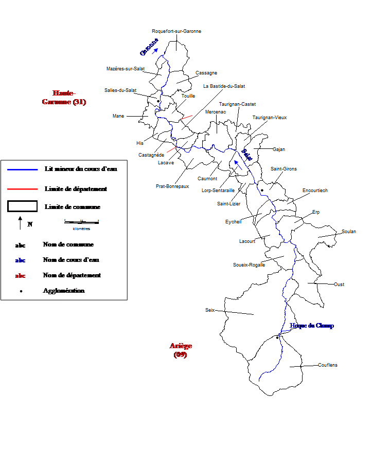Carte des communes du Salat